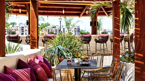 Four Seasons Hotel Baltimore rooftop bar.